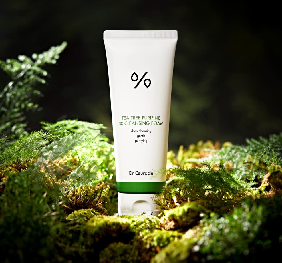 Dr.Ceuracle by leegeehaam Tea Tree Purifine Cleansing Foam (150ml / 5.07 fl. oz.) - Gel to Foam Mild Soothing Daily Cleanser with Fine Bubbles, Sebum Reducing and Hydrating for Sensitive Skin-Velvo Beauty