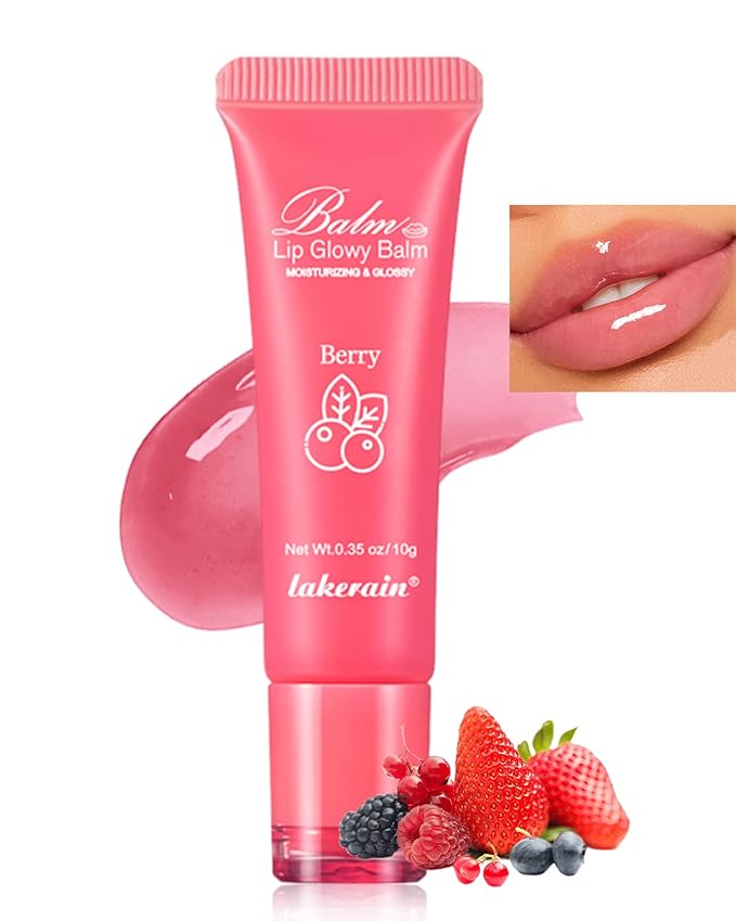 Hydrating Lip Glowy Balm, Ultra-Nourishing Lip Balm for Dry Cracked Lips, Moisturizer Lip Repair Sleeping Lip Mask, Day and Night Lip Care Therapy Treatment, Glossy Smooth Lip Butter Balm-02#Berry-Velvo Beauty