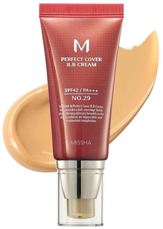MISSHA M Perfect BB Cream No.29 Caramel beige for medium with warm skin tone SPF 42 PA +++ 1.69 Fl Oz - Tinted Moisturizer for face with SPF-Velvo Beauty