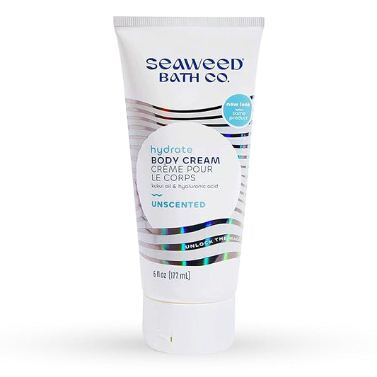 Seaweed Bath Co. Hydrate Body Cream - Unscented | Nourishing Moisturizer for Body and Hands | With Vitamin E, Hyaluronic Acid and Shea Butter For Dry Skin | 6 oz-Velvo Beauty