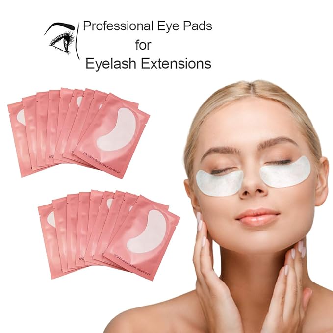 55 Pairs Set, Under Eye Hydrogel Pads, Professional Lint Free Eye Mask Eyelash Extension Gel Patches Kit for Adhesive Lash Beauty Tool (Pink)-Velvo Beauty