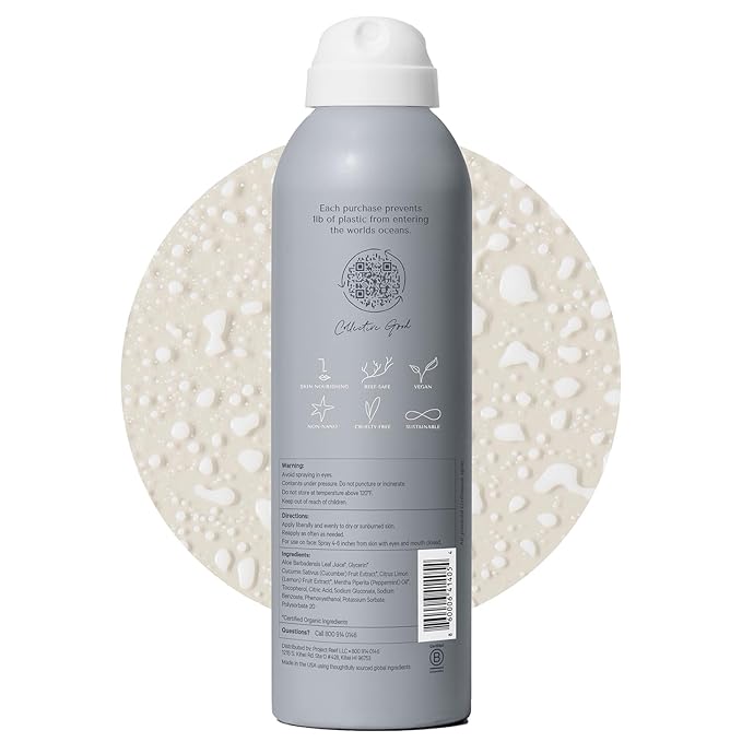 Non-Aerosol Cooling Mist w/Aloe Vera, Peppermint, Cucumber - Non-Sticky, Non-Greasy Formula, Sunburn Relief, After Sun Care, Hydrating Face & Body Spray-Velvo Beauty
