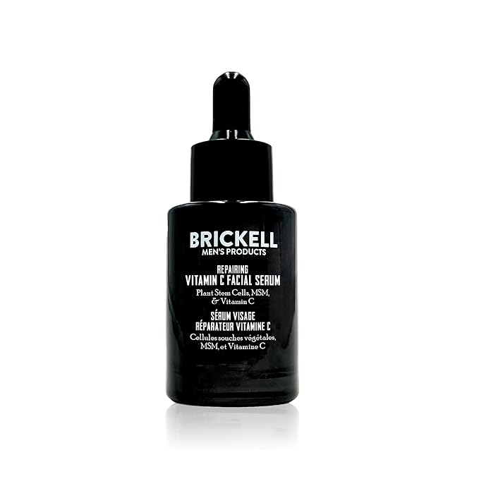 Brickell Men's Anti Aging Vitamin C Serum For Face, Repairing Night Facial Serum for Men, Natural and Organic Hyaluronic Acid Serum For Face to Diminish Wrinkles and Reduce Redness, 1 Ounce, Unscented-Velvo Beauty
