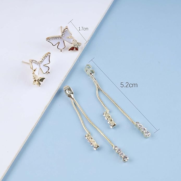 Vintage Crystal Butterfly Earrings Long Rhinestone Dangle Earrings Gold Chain Tassel Earrings Cz Butterfly Stud Earrings Jewelry for Women-Velvo Beauty