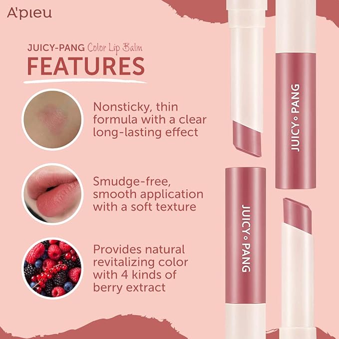 A'PIEU JUICY-PANG COLOR LIP BALM (CR02-JUJUBE) - long-lasting, lightweight, Color&Care, daily lip balm-Velvo Beauty
