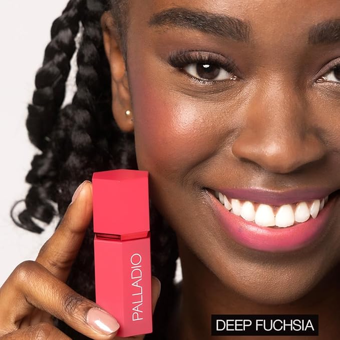 Palladio Liquid Blush for Cheeks & Lips 2-in-1 Makeup Face Blush, Weightless Cream Formula, Smudge Proof Long-Wearing Pigmented Blush, Natural Look Makeup Face Blushes, Dewy Finish, Deep Fuchsia-Velvo Beauty