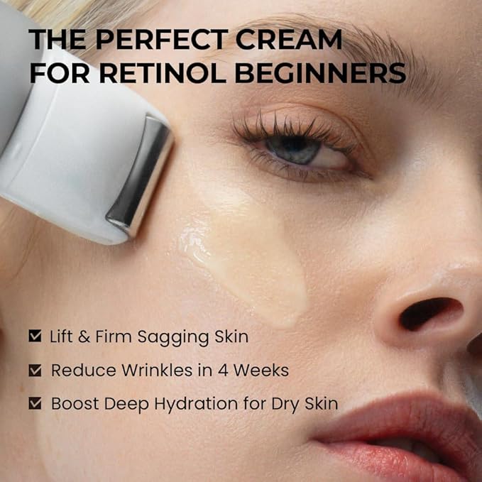 [SKIN&LAB] Retinol Lifting Roller Cream with Massage applicator, Vegan Anti Aging Face and Neck Cream for Reduce Wrinkles and Fine Line, For Face, Neck, Décolleté Wrinkle Care, 1.69 fl. oz.-Velvo Beauty