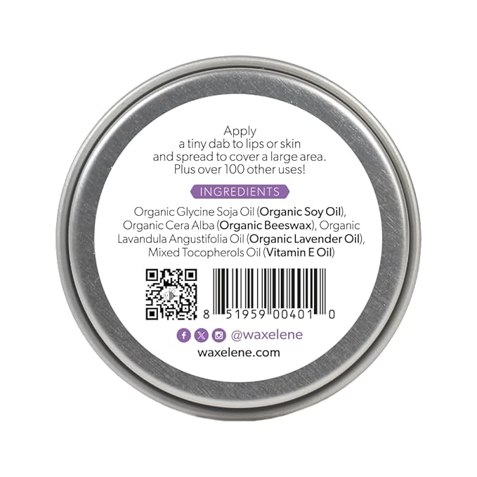 Waxelene Lavender Aerated Lip Balm Tin 4 Piece, Best Lip Balm Ever Organic Calming Multipurpose Ointment Baby Eczema Dry Skin Face Moisturizer-Velvo Beauty