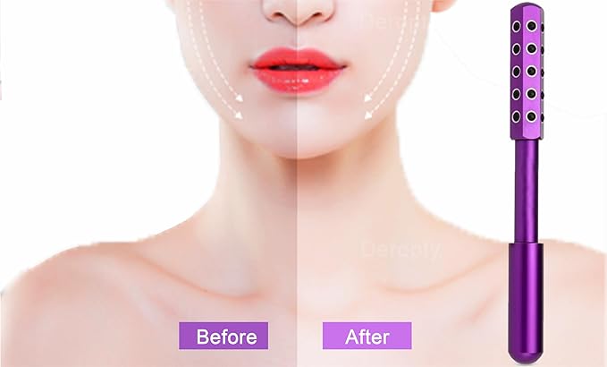 Beauty Massage Roller, Facial Massage Tool, 30 Germanium Stone Uplifting Face ，Uplifting Face Massager Roller (Purple)-Velvo Beauty