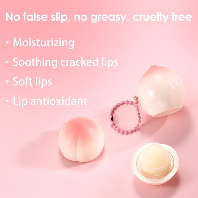 KISSIO Lip Balm,Peach Lip Balm,Lip Care with Sunflower,Olive and Coconut oils,Moisturize and Soothe Dry Chapped Lips,Make Lips Soft,Cruelty Free,0.12 oz(01#Peach)-Velvo Beauty