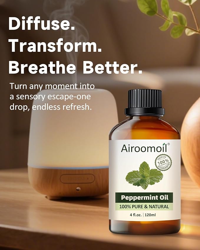 Pure Peppermint Essential Oil, 100% Pure Natural Peppermint Essential Oil, Premium Grade Essential Oils for Diffusers for Home, Skin, Care Massage, Soap Making, Aromatherapy, 4 Fl Oz | 120ml-Velvo Beauty