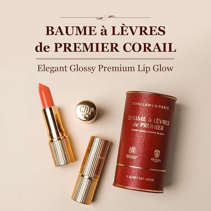 [CHALLANS de PARIS] Elegant Glosy Premium Lip Balm(Coral), Instinct Plumping Lip, Moisturizing Lip Care, Glossy and Smoother Lips, Lip Gloss(Coral)-Velvo Beauty