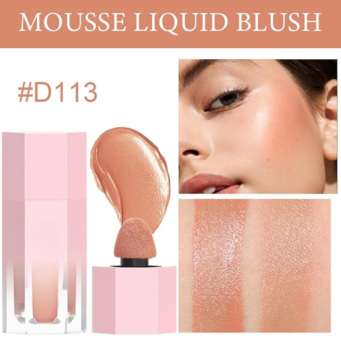 evpct 2Pcs Soft Cream Velvet Liquid Blush Makeup for Cheeks Lips, Moisturizing Lightweight Blendable Feel Waterproof Long-Wearing Smudge Proof Natural Matte Finish Looking Dewy Cheek Tint D111 & D113-Velvo Beauty