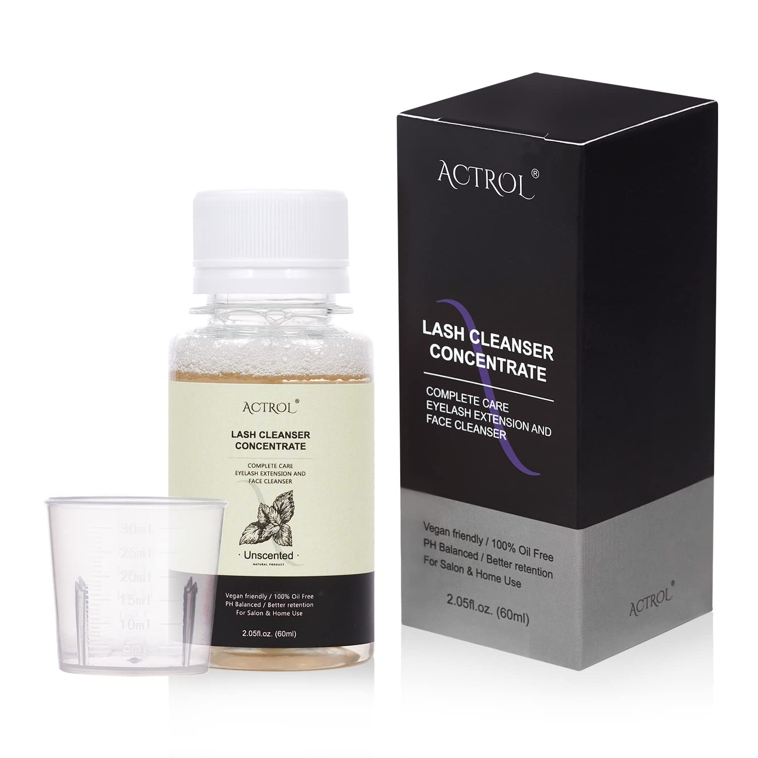 Eyelash Cleanser Concentrate 60ml Unscented Professional Lash Shampoo Foaming Cleanser DIY Wash for Extensions Lashes with Salon Home Care-Makes 6 Bottles-Velvo Beauty