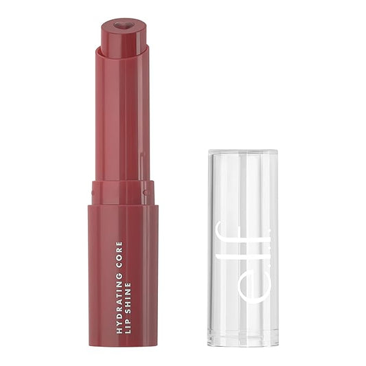 e.l.f. Hydrating Core Lip Shine, Conditioning & Nourishing Lip Balm, Sheer Color Tinted Lip Moisturizer, Happy, 0.09 Oz-Velvo Beauty
