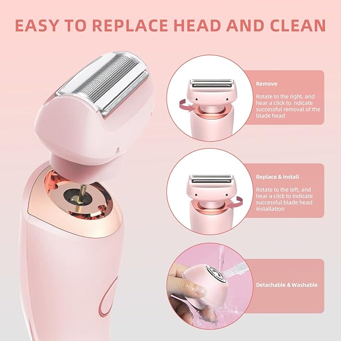 Womens Electric Shaver, 2 in 1 Razor for Women, Wet & Dry Electric Waterproof Razor with LED Display, Cordless Bikini Trimmer for Sensitive Skin, Painless Hair Removal-Velvo Beauty