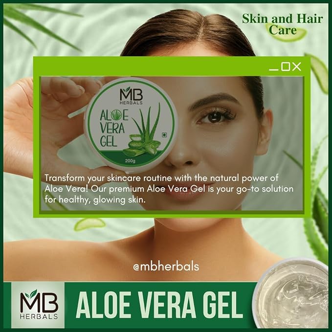 MB Herbals Aloe Vera Gel 7 oz (200 Gram) | Pure Aloe Vera Gel - No added Fragrance | For Moisturizing Skin and Scalp | Skin and Hair Care-Velvo Beauty