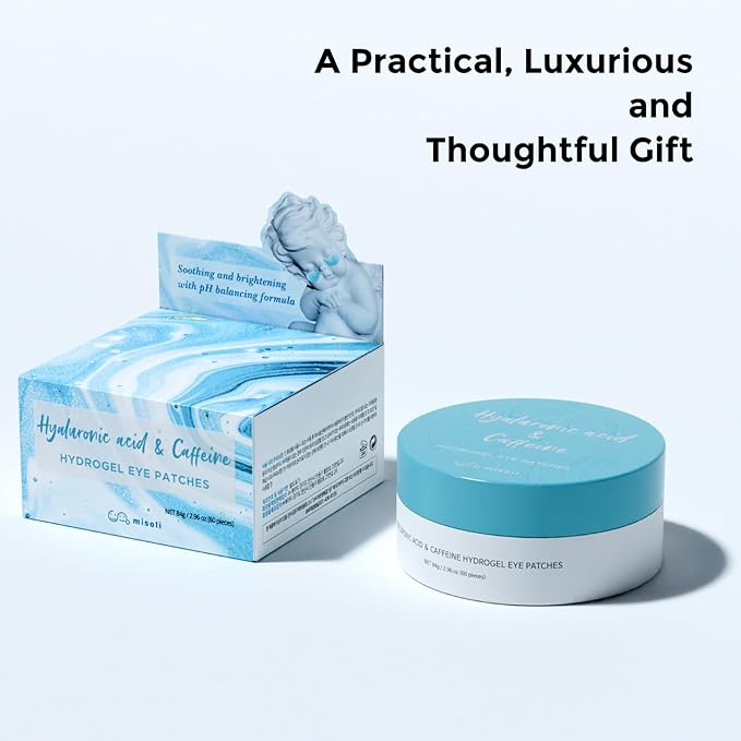 Under Eye Patches Caffeine & Hyaluronic acid (60pc), Eye Patches for Puffy Eyes, Dark Circles, Under Eye Bags, Fine Lines ㅣ Paraben free, Korean Skincare-Velvo Beauty