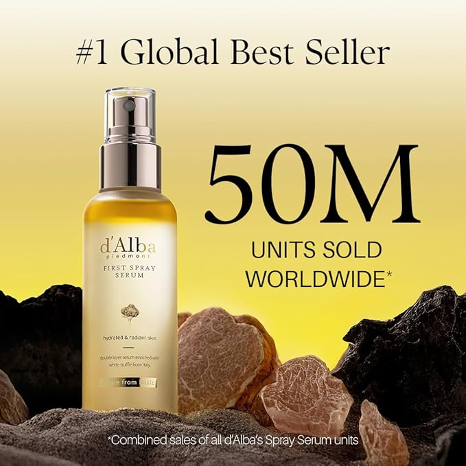 [2 Bottles] d'Alba Italian White Truffle First Spray Serum, Vegan Skin Care, Hydrating Face Moisturizer, Glow Serum for Radiant Skin, Non Comedogenic, All In One Mist (6.76 oz.)-Velvo Beauty