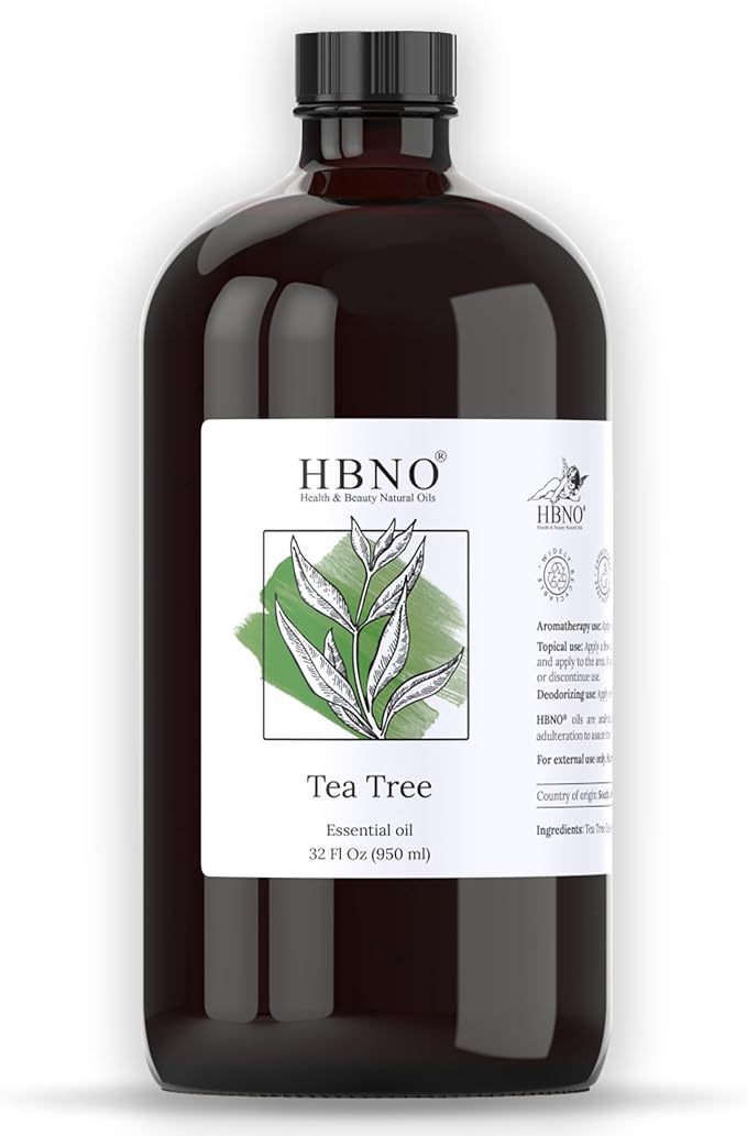 HBNO Tea Tree Oil - Huge 32 oz (950ml) Large Size - Ideal for Diffusers, Cleaning Agents, Deodorizers, and Flavoring Agents.-Velvo Beauty