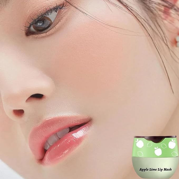 Apple Lime Sleeping Lip Mask, Bee Lip Balm Lip Mask Honey Pot, Lip Mask Overnight Propolis Moisturizing Lip Balm with Stick, Hydrating Repair Prevention Dry & Cracked Lip Scrubs Exfoliato-Velvo Beauty
