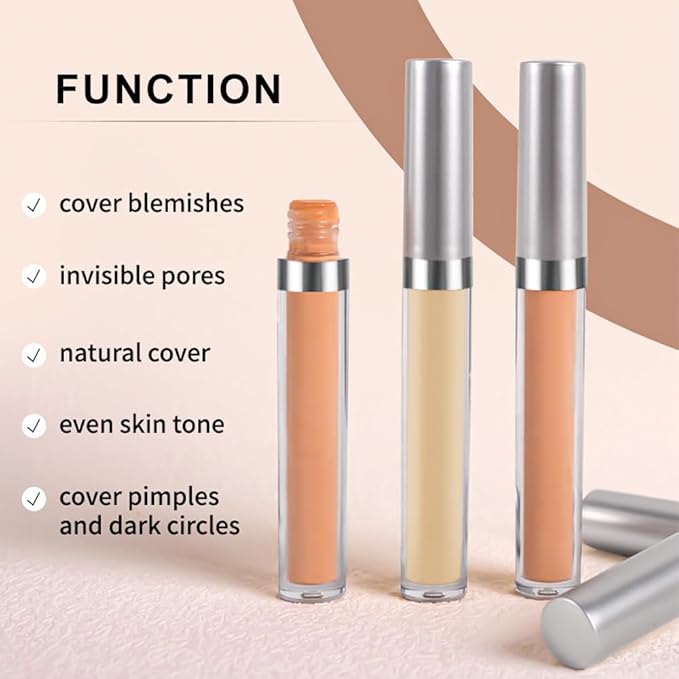 Kaely 2Pcs Hydrating Concealer Wand,Full Coverage Liquid under Eye Concealer,Long Lasting Waterproof Primer Makeup for Dark Circles and Puffiness Trouble Spots Redness,Eye Ring corrector de ojeras 06-Velvo Beauty