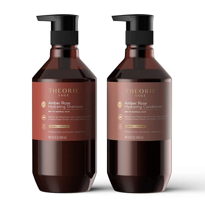Theorie Amber Rose Hydrating Shampoo- Refresh & Hydrate, Irresistible Scent of Rose, Jasmine & Amber, Suited for All Hair Types-Color & Keratin Treated Hair, 400ML-Velvo Beauty