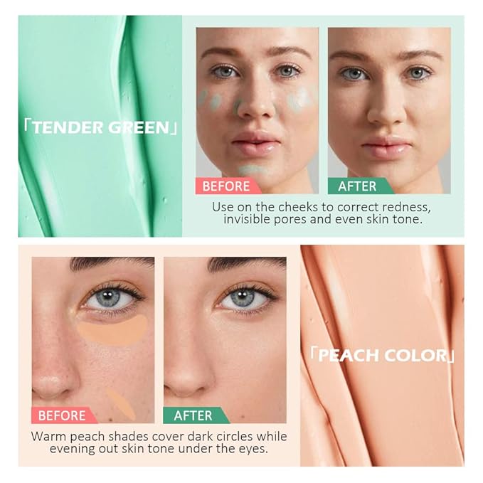 evpct 6 Colors Conceal Correct Cream Contour Makeup Palette for Mature Skin Color Correcting Conceal trouble spots dullness dark circles Correct discolorations Camouflage imperfections Covers redness-Velvo Beauty