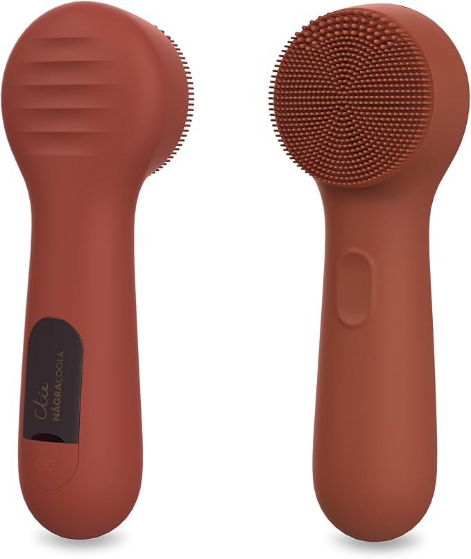 Silicone Face Scrubber, NågraCoola CLIE 2.0 Facial Cleansing Brush, Rechargeable, Waterproof Face Scrub Brush for Cleansing, Exfoliating, Massaging, Electric Facial Exfoliator for Women and Men-Russet-Velvo Beauty