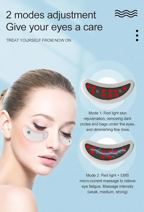 Red Light Therapy Eye Patches for Dark Circles, Tired Eyes, Puffiness, Eye Wrinkles & Eye Bags. Anti-Aging Eye Pods, Inflammation Gadget for Eyes with Red Light Therapy., White-Velvo Beauty