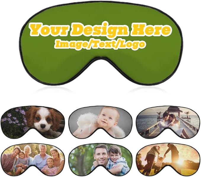 Custom Eye Mask Design Your Own Personalized Eye Shade Add Your Image Text Logo Light and Easy to Carry Effective Shadin Adjustable, OliveDrab, 8.1"x4.1"-Velvo Beauty