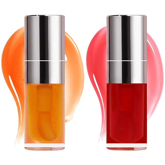 Lip Glow Oil Set, 2 Pcs Comforts Plumping Lip Oil, Refreshes Hydrating Lip Gloss Oil, Non-sticky Lip Plumper Gloss, Nourishing Lip Oil Tinted Lip Balm Lip Care, Soothes Tinted Lip Oil For Dry Lip-Velvo Beauty
