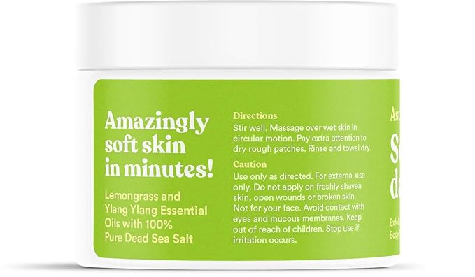 ASUTRA Dead Sea Salt Essential Oil Body Scrub Exfoliator (Uplifting Lemongrass)), 16 oz - Ultra Hydrating, Gentle, & Moisturizing - Coconut, Lemongrass, and Ylang Ylang Oils-Velvo Beauty