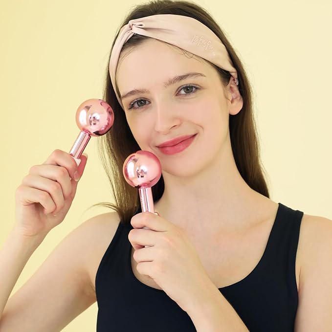 Ice Globes for Face & Eyes, Unbreakable Stainless Steel Cryo Sticks for Beauty Routines, Facials Cold Roller Colling Globes for Puffiness, Wrinkles, Dark Circles, Headaches-Velvo Beauty