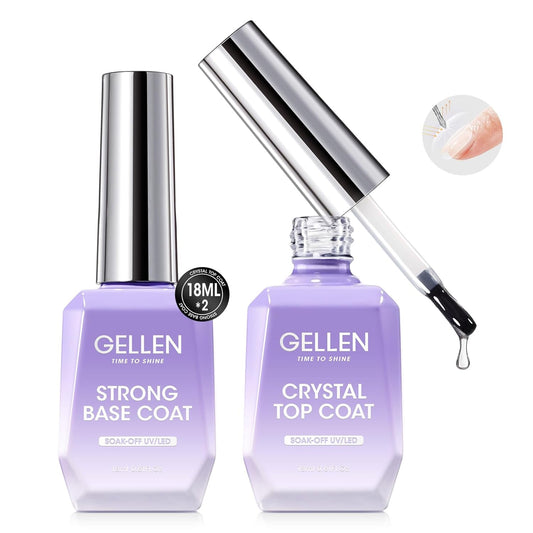 Gellen Crystal Base and Top Coat, 18ml Anti-scratch Nail Polish, Soak Off UV Light Cured Gel Top Coat, Salon Gel Polish-Velvo Beauty