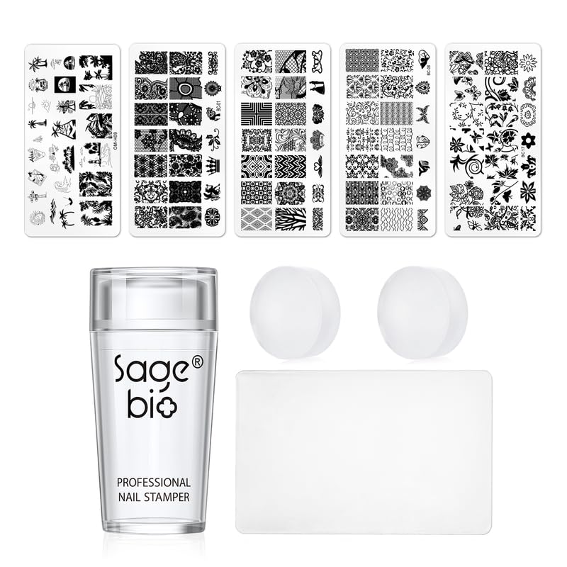 8PCS Nail Art Stamper Clear Silicone Nails Stamping Jelly with Scraper Transparent Visible Body DIY Manicure Nail Art Tool O-Velvo Beauty