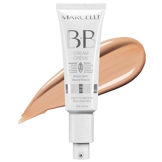 Marcelle BB Cream Beauty Balm, Light to Medium, Tinted Moisturizer, Skin Enhancer, Lightweight, Hydrating, Hypoallergenic, Non-Comedogenic, Fragrance-Free, Paraben-Free, Oil-Free, Cruelty-Free, 45 mL-Velvo Beauty