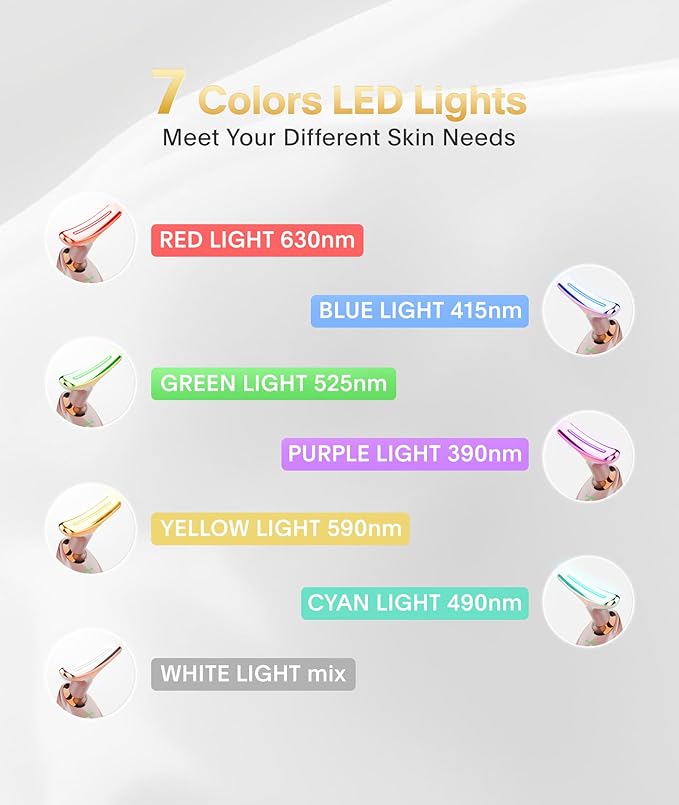 Light Based Face-Neck-Massager - 7 Color Portable Facial Massager for Skin Care, Rose Gold-Velvo Beauty