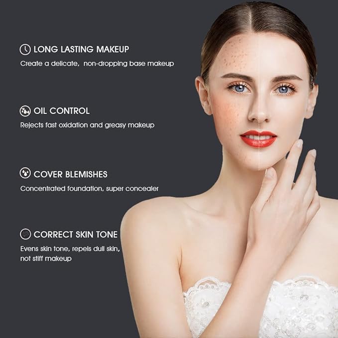 Foundation Makeup Concealer, Medium-to-Full Coverage Foundation Cream, Long Lasting Waterproof Up to 12HR Hybrid Setting Powder-Velvo Beauty