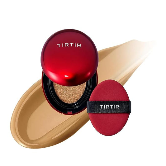 [*Mini Size*] TIRTIR Mask Fit Red Cushion Foundation | Full coverage, Weightless, Skin fit, Satin Glow Finish, Korean Makeup, beauty, Tattoo cover up, Buildable (#33W Ginger, 0.15 Fl Oz)-Velvo Beauty