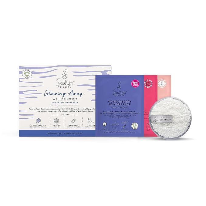GLOWING AWAY Gifting Bundle | SKIN DEFENCE Sheet Mask | Rosy Toes - Foot Mask Instant Pedciure | Rosy Hands - Hand Mask Instant Manicure| Magic Cleanse™ Eco-friendly Cleansing Tool-Velvo Beauty