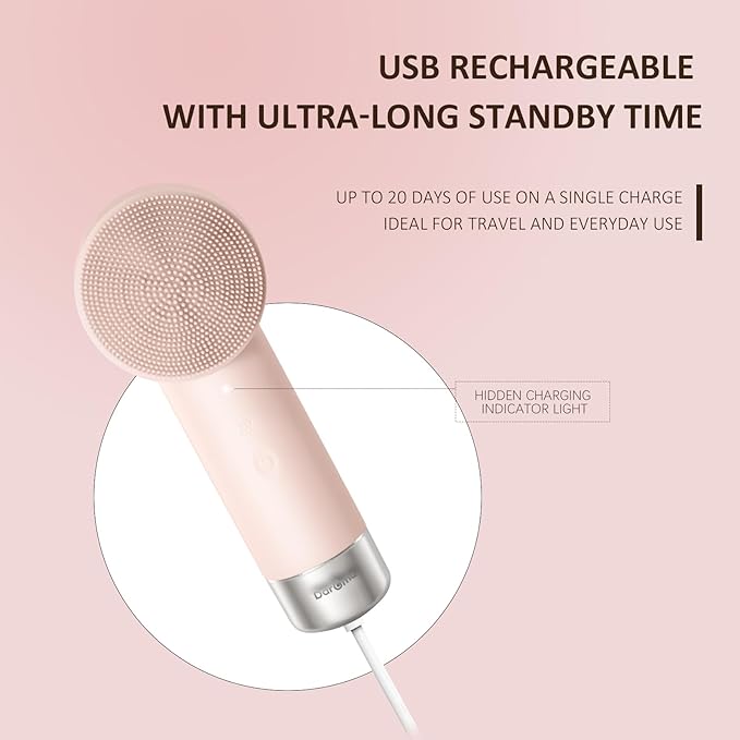 DAROMA Ultra-Soft Silicone Electric Face Scrubber - Rechargeable 2-in-1 Heating & Exfoliating Pore Cleaning Brush | Gentle Facial Cleansing Brush for Deep Cleaning | Facial Exfoliating Tools-Velvo Beauty
