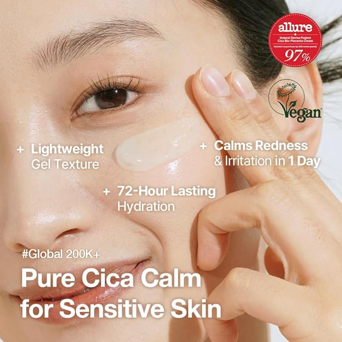 NDP Cica Cream - Gel Face Moisturizer for Sunburn Relief, lightweight Korean Moisturizer for Sensitive Skin, Centella Asiatica, Hydrating, Calming, Soothing (1.7 Fl oz / 50ml)-Velvo Beauty