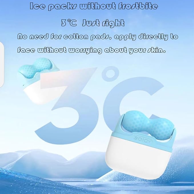Ice Roller for Face ，Ice Face Roller Cold Therapy Tools, Cold Facial Ice Roller Massager for Eye Puffiness, Migraine, TMJ Pain Relief & Minor Injury, Skin Care Products (Blue)-Velvo Beauty