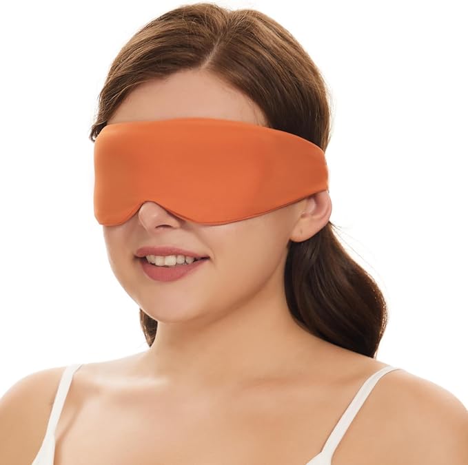 ALASKA BEAR Sleep Mask for Side Sleepers Patented Design, Cup-Shaped and Extra-Soft, 100 Blackout Eye Mask Shades Cover for Men and Women Home or Travel, Machine Washable, Tangerine-Velvo Beauty