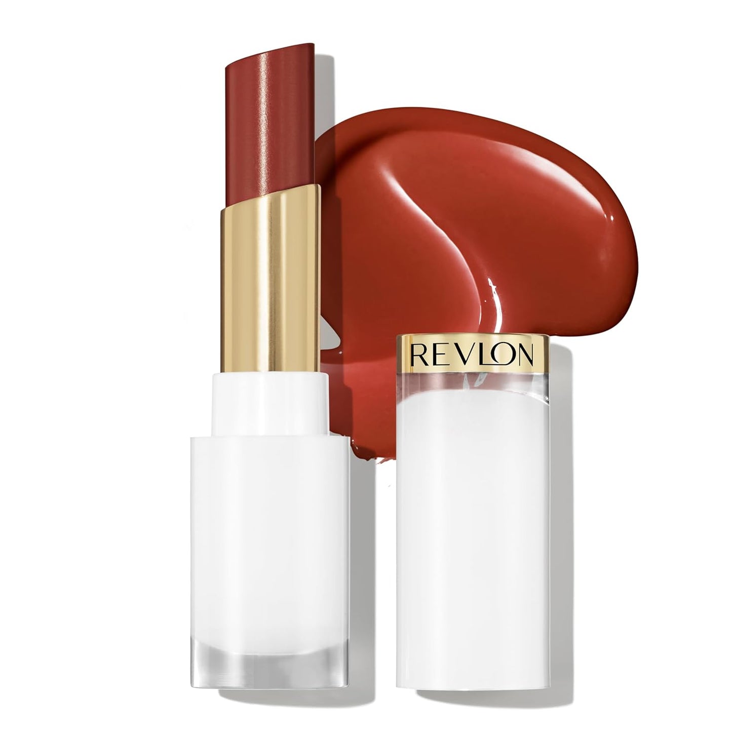 REVLON Super Lustrous Glass Shine Balm, Hydrating Tinted Lipstick, Sheer, Glossy Shiny Finish, 010 Spiced Wine, 0.11 oz-Velvo Beauty
