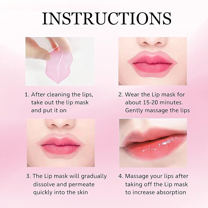 30 pieces of Moisturizing Collagen Crystal Lip Mask - Anti-Ageing & Anti Chapped, Reduce lip Wrinkles, Fade Lip Color, Make Skin Smooth And Firm Collagen Lip Pieces (Rose)-Velvo Beauty