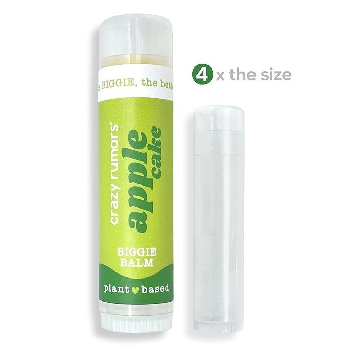 Crazy Rumors Biggie Apple Cake Flavored All Natural, Plant Based Lip Balm to Moisturize and Nourish your Lips - Apple Cake Biggie Tube 0.6 oz (4x Larger than standard 0.15 oz lip balm)-Velvo Beauty