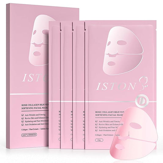 ISTON Bio-Collagen Face Mask,Overnight Revitalizing Hydrating Face Mask for Glowing Skin | Visible Firming, Deep Hydration & Refined Pores | Peptides, NMN & Hyaluronic Acid Masks For All Skin Type-Velvo Beauty
