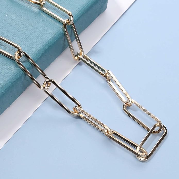 Boho Link Chain Y Necklace Gold Chain Lariat Necklace Chunky Chain Drop Necklace Paperclip Statement Necklace Jewelry for Women-Velvo Beauty